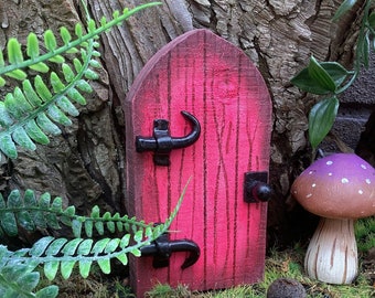 Pinkfairy door, outdoor pixie door. Miniature elf door for fairy garden,  yard art outdoor garden decoration. Birthday gift for her.