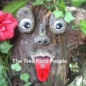 Tree Face,   outdoor garden decorations, gifts for mum, dad. Yard art, whimsical outdoor garden ornament. birthday gifts, funny faces.
