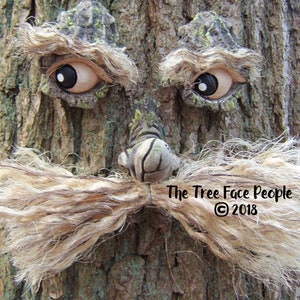 Whimsical Tree Face with Moustache – Funny Outdoor Garden Decor – Tree Hugger Gift – Tree Man Face for Fence or Tree Trunk, yard art, gift.