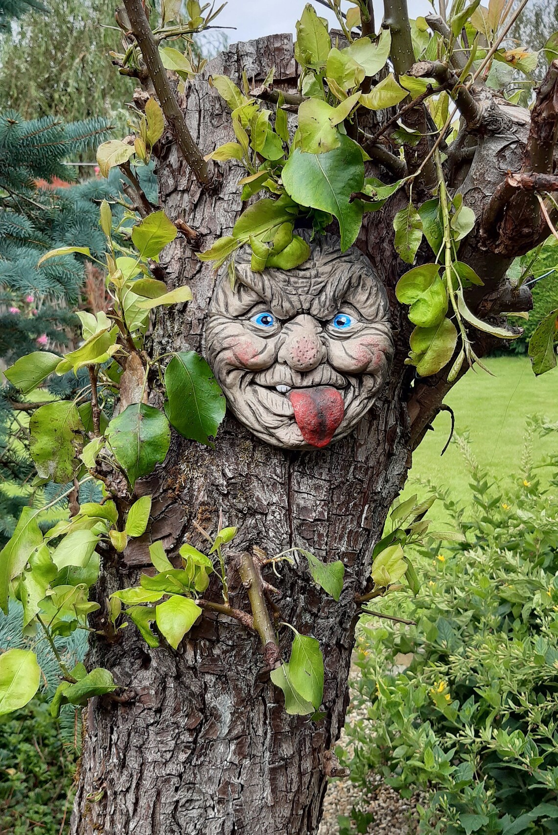 Wall Hanging Face Sculpture Garden Decoration Tree Face Etsy UK