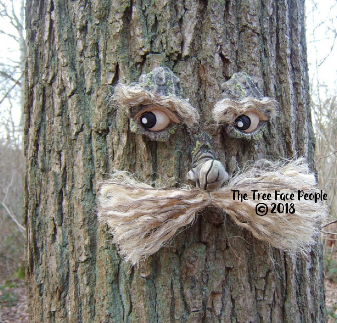 Tree Sticker Face Whimsical Tree Face With Moustache – Funny Garden Decor, Outdoor Tree ...