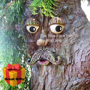 Moustached Tree Face garden decoration, Mother’s Day gift.  Funny faces for your trees, outdoor garden decoration, whimsical gift idea,