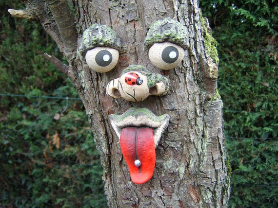 Tree Face Garden Sculpture Garden Decorations Tree Ornament Etsy