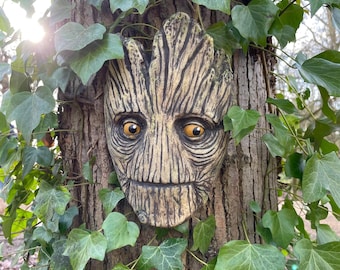 Outdoor garden decoration tree face, man cave, wall hanging, fence decor. Tree hugger, Christmas gift for dad.