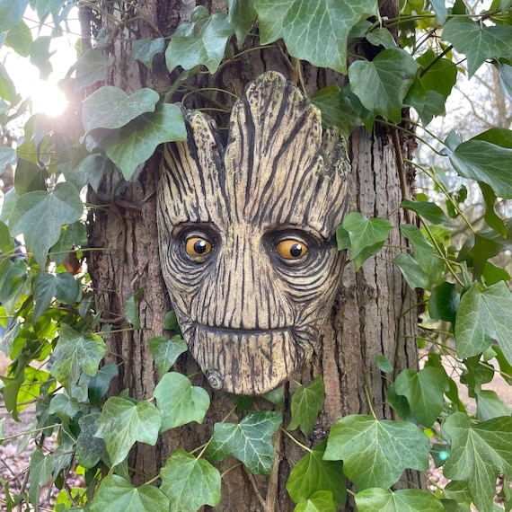 Tuzsocr Decorazione per tronco d'albero, 4 pezzi, per alberi, anziani e viso d'albero, giardino peeker Yard Art viso dell'albero (4 pezzi