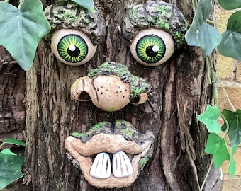 Funny Tree Face: Goofy Outdoor Garden Art Decoration