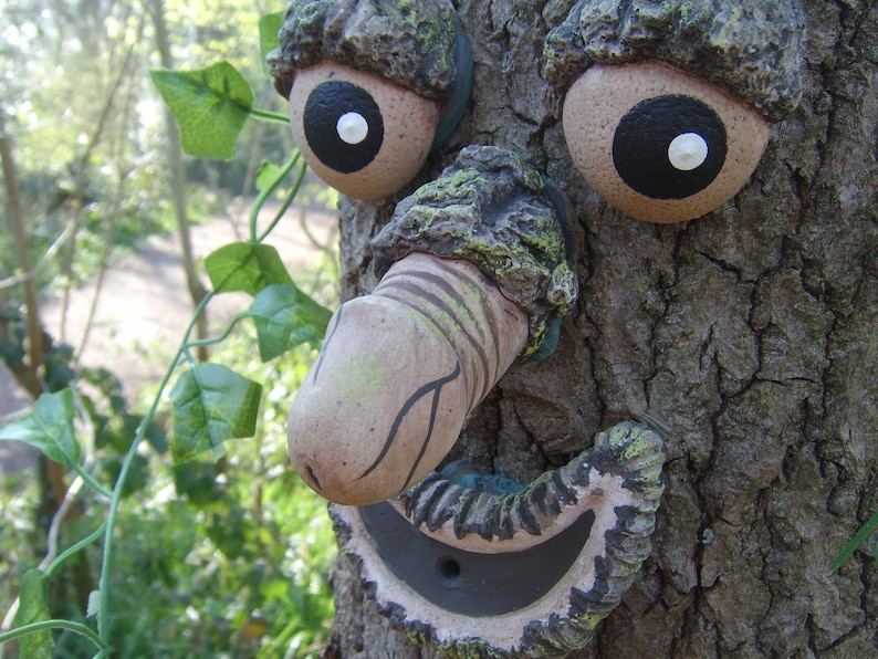 Willy the rude Tree Face take a peek. Garden statues Etsy