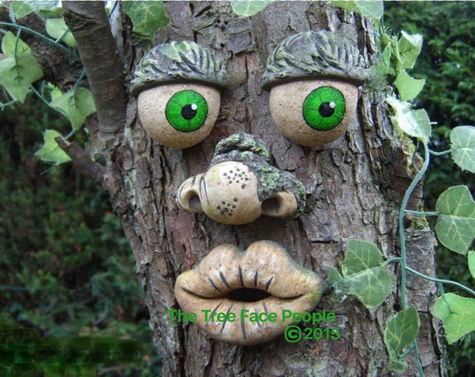 Tree Face decorations,  outdoor garden decor, sculptures statues, outdoor ornaments, gifts for gardeners, yard art, whimsical faces on trees