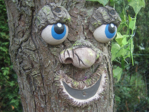 Visage d'arbre Old Man Tronc d'arbre résistant aux intempéries Suspension Décoration  d'arbre Jardin décoratif
