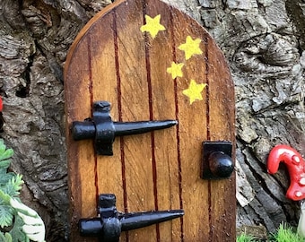 Rustic wooden fairy door.  elf, pixie, fairy garden accessory,  birthday gift for mum, garden decoration.  Hanging miniature door.