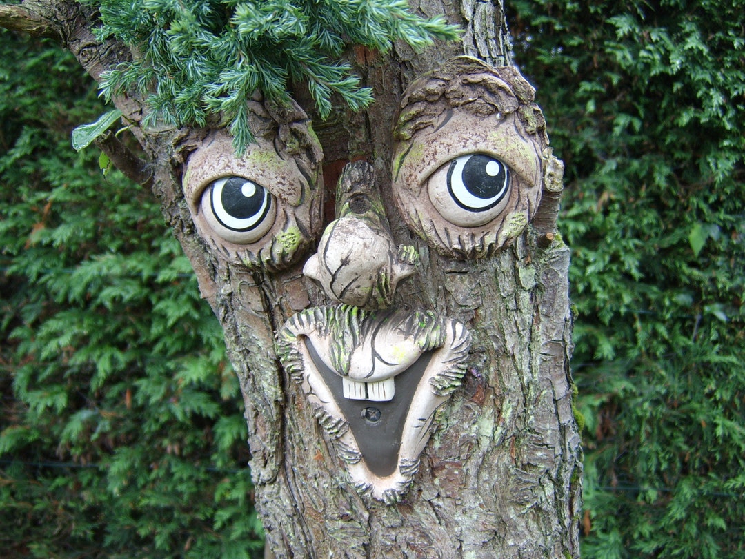 Large Tree Face, Outdoor Garden Decoration, Face Sculpture, Yard Art