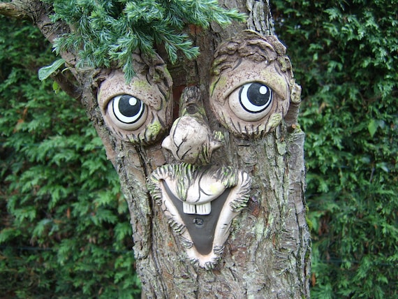 Grand visage d'arbre, décoration extérieure de jardin, sculpture