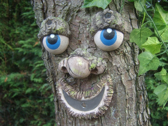 Visage d'arbre Old Man Tronc d'arbre résistant aux intempéries Suspension  Décoration d'arbre Jardin décoratif
