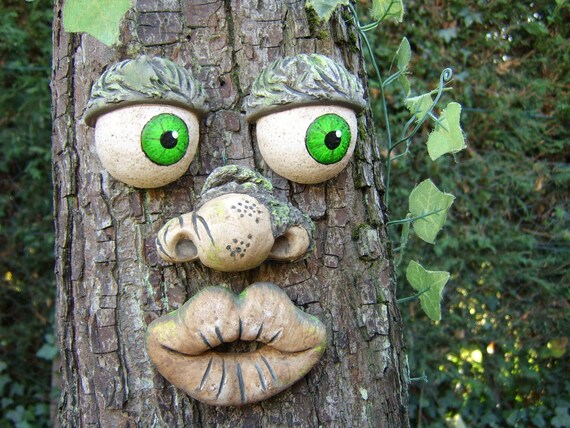 Tree Face Garden Ornaments Sculptures Outdoor Decorations Etsy