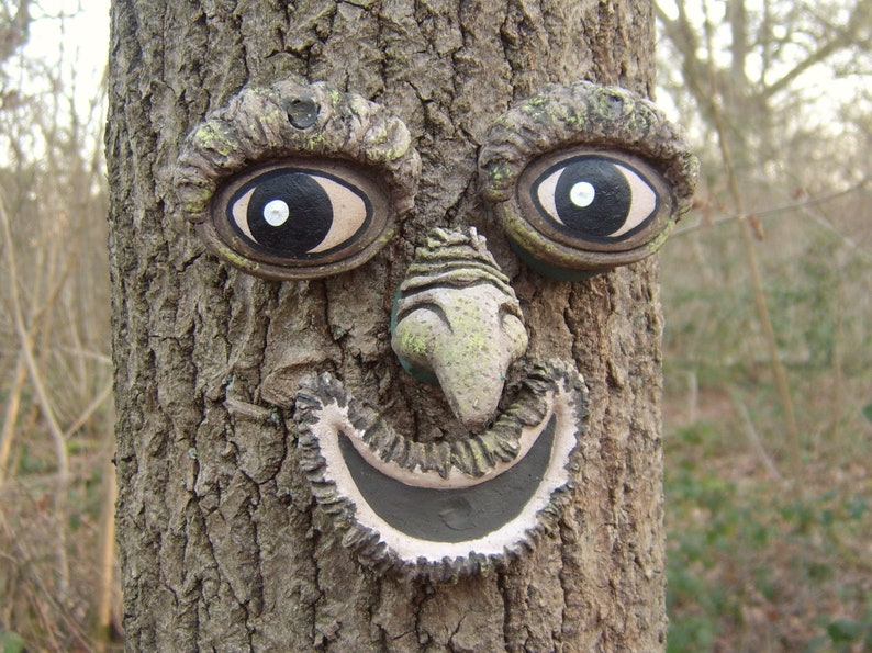 Tree Face Outdoor Garden Sculpture Statues Decoration Etsy