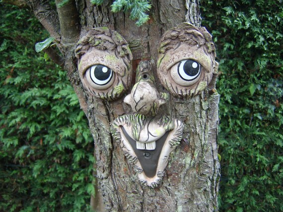 Tree Face Outdoor Garden Decoration Ornament Sculpture Etsy