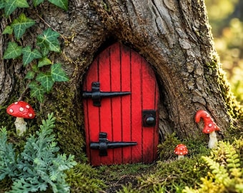 Hand-Painted Whimsical Fairy Door: Reclaimed Wood Miniature