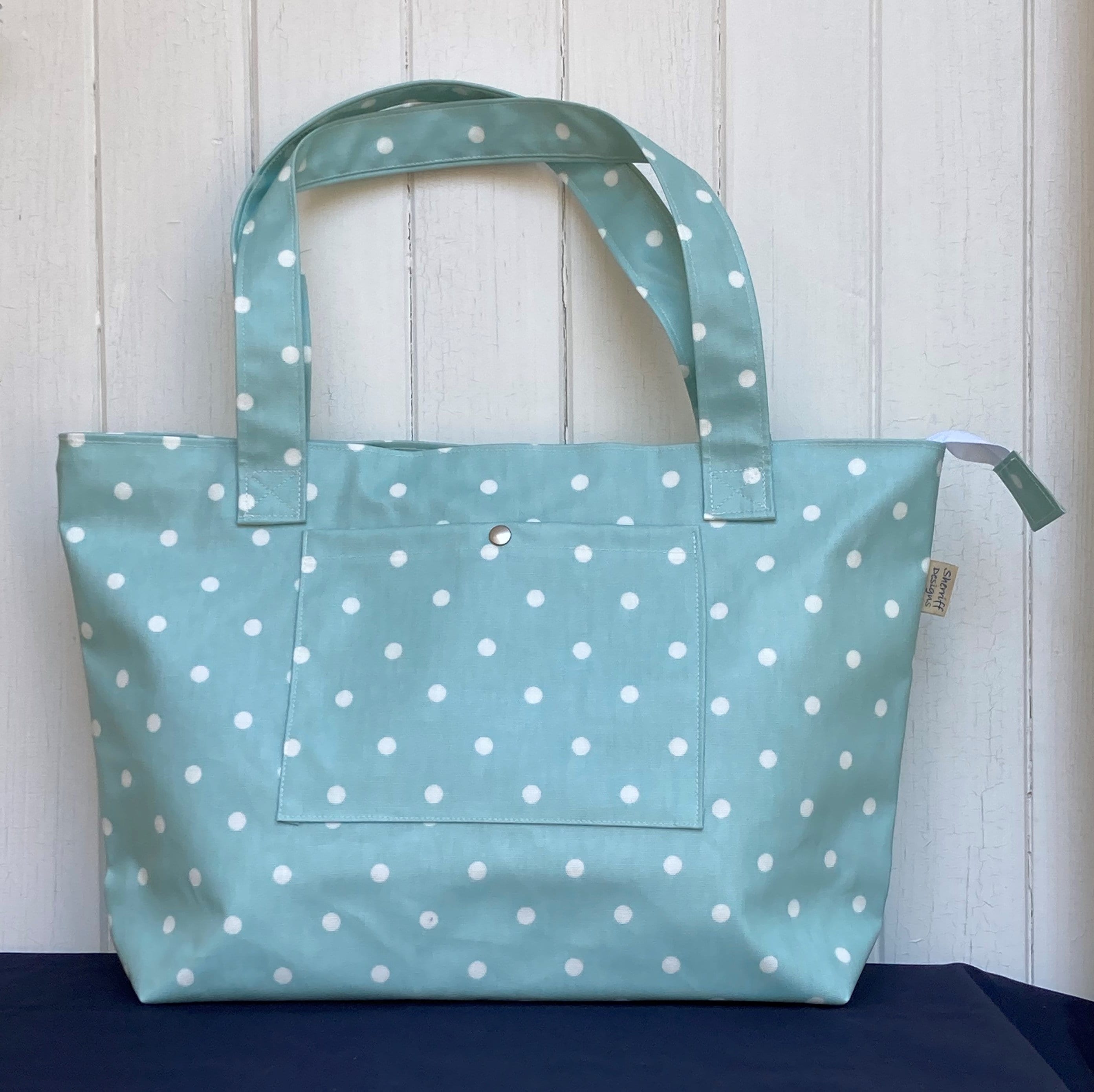 Blue and White Spot Large Zipped Bag - Etsy Canada