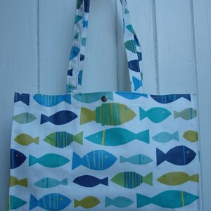 Fische Langer Griff Wachstuch Zwickeltasche