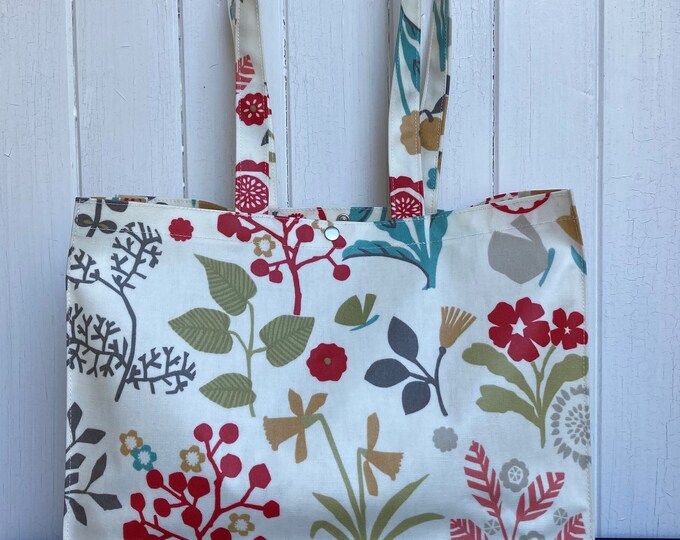 LARGE Handmade 100 Cotton Oilcloth Shopping Tote Bag 30 X 30 X 14cms