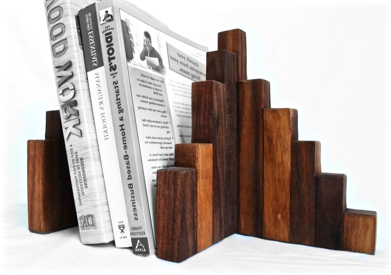 Rustic Wood Bookends Walnut Set of 2 Wood Art Wooden Etsy