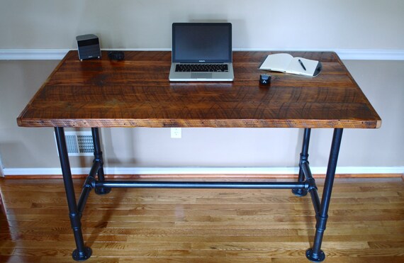 industrial pipe desk reclaimed wood desk industrial desk | etsy
