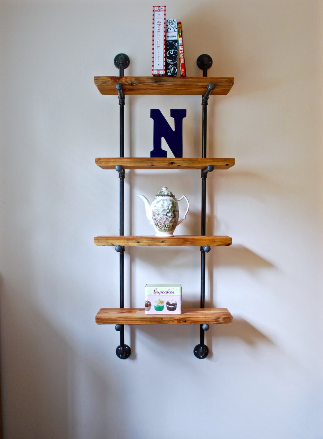 Reclaimed Wood Bookcase Industrial Pipe Shelving Unit with 