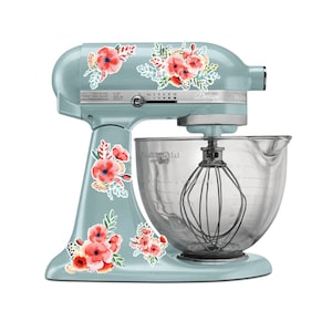 Kitchen Aid Mixer Decals, Red Flowers, Watercolor Flowers, Poppy, Poppies, Wildflower Decals,  Boho decals, Farmhouse Kitchen decals