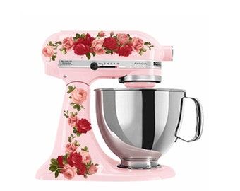 Kitchen Aid Mixer Decals, Pink, Red, Dark Pink, Burgundy, Cream, Buff, Floral Decals, Kitchen Mixer, Stand Mixer, Rose Stickers, Wildflower