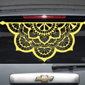 Heckscheiben-Mandala, halbes Mandala, Auto-Mandala, Auto, LKW, Jeep, SuS 4x4 OFF Road Camper Aufkleber, dekorative Auto-Grafik, Wandtattoo