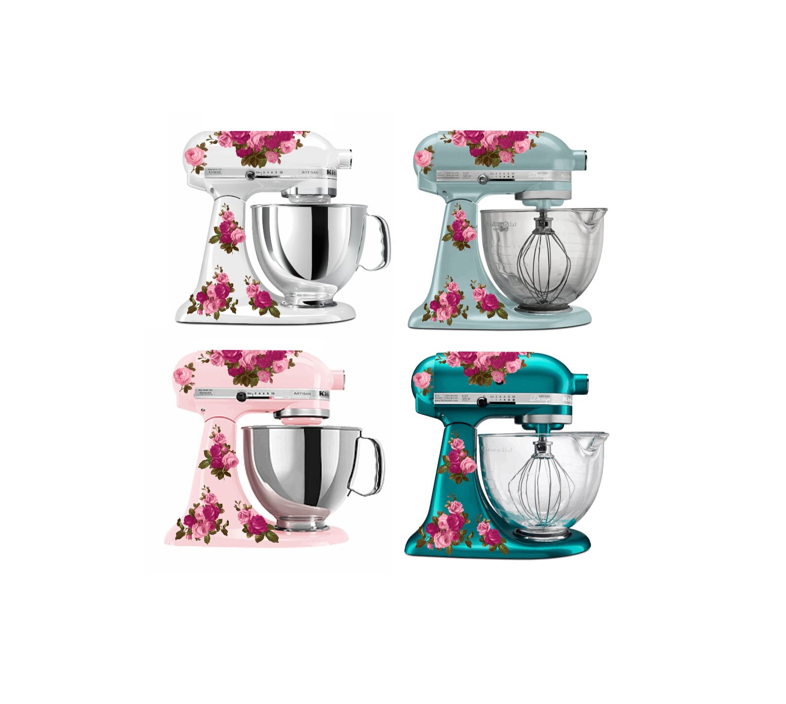 Red Poppy Flowers Watercolor Kitchenaid Mixer Mixing Machine Decal