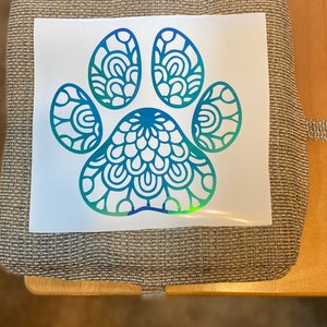 Dog Paw Mandala, Paw Print Decal, Dog Mom, Car Mandala, Decorative Car Decal Tumbler Decal, Laptop Decal VSCO