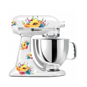 Kitchen Aid Mixer Decals, Pink,Red, Yellow, Blue Watercolor, Rose Floral Mixer Decals, Stand Mixer Decals, Rose Stickers, Wildflower Decals
