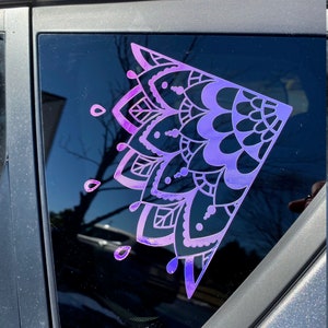 Decorative Quarter Lotus Flower Mandala Decal Sticker for Truck, Van, Pickup, 4x4, Off Road, Offroad, Cute Auto Graphic Campers, or Walls
