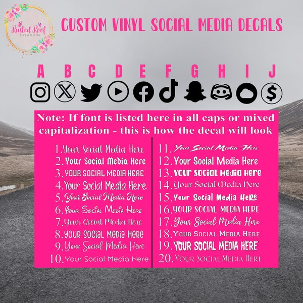 Custom Social Media Username Decals for your car truck or SUV Instagram, Soundcloud, Twitter, X, TikTok, CashApp etc. 100+ vinyl selection