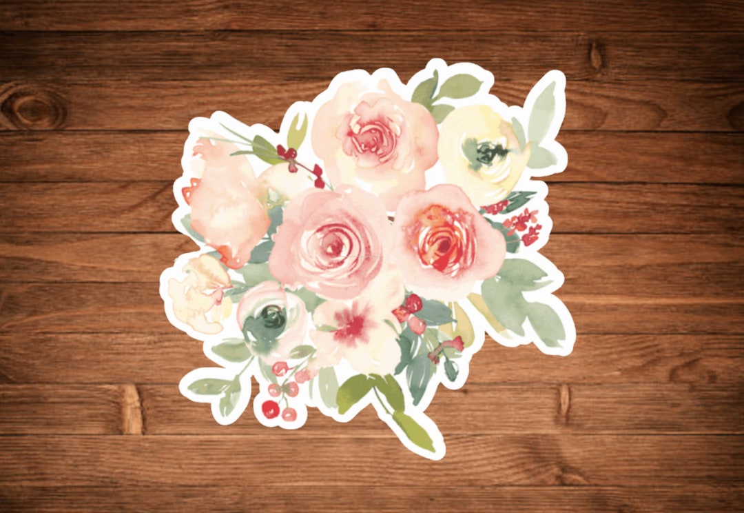 Blush Pink and Yellow Flower Decals Tumbler Decal Flower Etsy