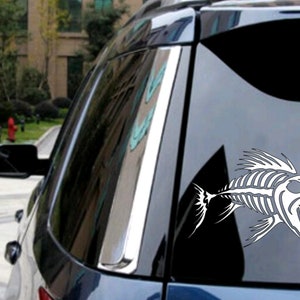 Angry Fish Skeleton, Fish Bones Decal Car, Truck, SUV, Jeep Hood, Back Windshield or Window Vinyl Decal in Many Sizes over 100 vinyl colors