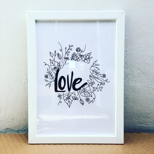 Love , disegno digitale per stampa immediata, formato A3 e cartolina A6 .wall art, Printable, Illustration, Minimalist print, Modern art,
