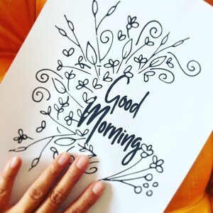 Good Morning , disegno digitale per stampa immediata, formato A3.wall art, Printable, Illustration, Minimalist print,disegno