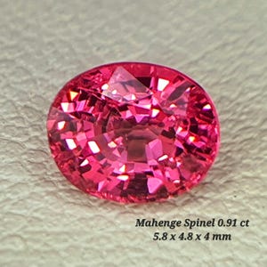 0.91 ct 6x5mm Natural Mahenge Spinel hot neon pink Oval no heat loose Gemstone from Tanzania image 1