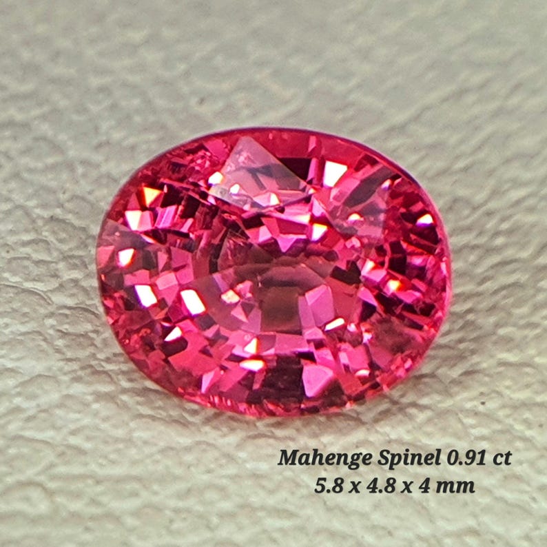 0.91 ct 6x5mm Natural Mahenge Spinel hot neon pink Oval no heat loose Gemstone from Tanzania image 1