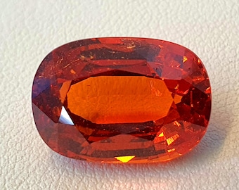12.99 ct Natural Spessartine Garnet, Fanta Orange Cushion Cut Gemstone