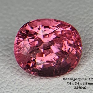 Certified orangish pink Natural Spinel 1.72 cts, No Heat gemstone from Mahenge, Tanzania.