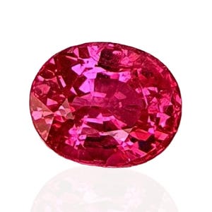 Certified Hot Neon Red pink Natural Mahenge Spinel 7.7 x 6.3mm high glow for luxurious ring, jewelry