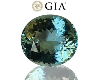 GIA certified 45.5 cts Natural Paraiba Tourmaline oval shape neon greenish blue flawless gemstone for jewelry making.