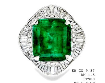 GIA & GRS certified 13.5 carats exclusive Colombian Emerald Ring-Size US 6