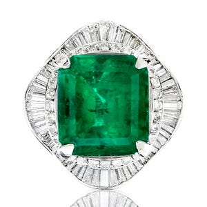 GIA Certified 11.8 Ct Vivid Bluish Green Colombian Emerald Ring | Muzo Origin | Platinum | D Color Diamonds | Investment Grade