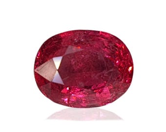 1.71 ct 8.1x6.4 GFCO certified Natural Mahenge Spinel, Intense Red Pink Oval Gemstone