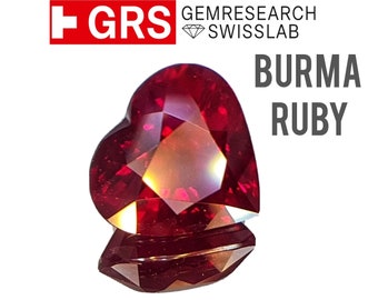 Exquisit 3.03 ct gecertificeerde duiven Bloed Burmese Ruby mild verwarmd hart uit Birma (Myanmar)