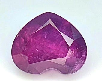 Unheated Purple Red Ruby – 1.55 ct Heart Shape Loose Gemstone
